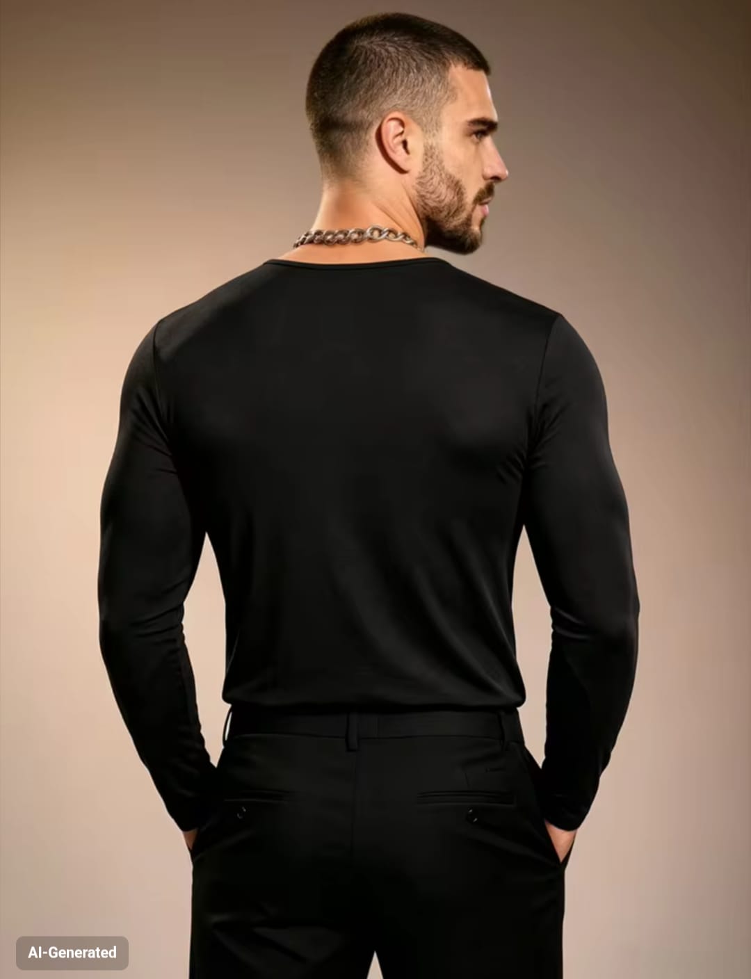 Men's Front Lace-Up Cutout Long Sleeve Muscle Fit Stretch T-Shirt
